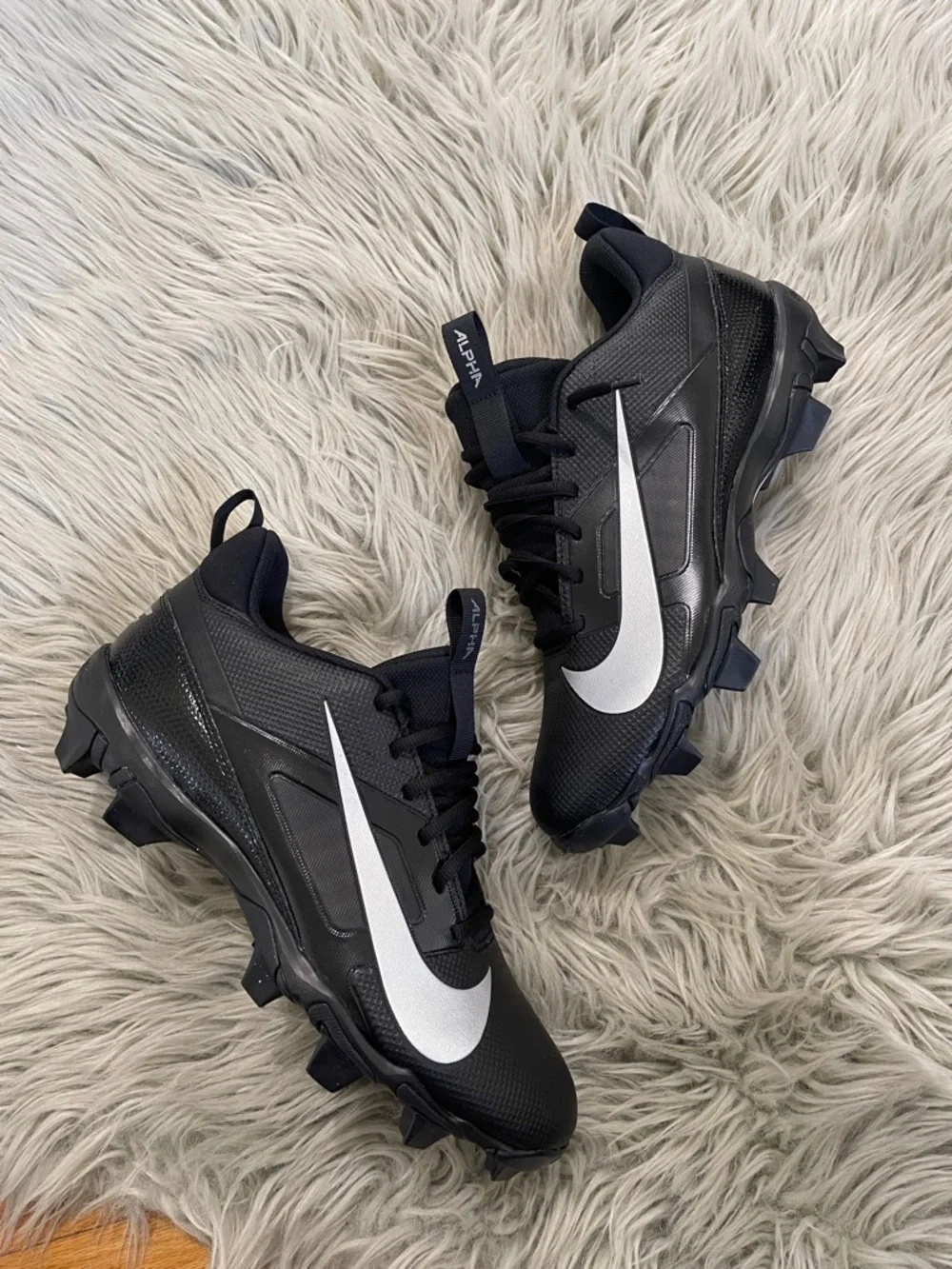 Nike Black & White Alpha Menace 4 elite Baseball Cleats
